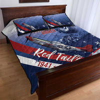 Tuskegee Airmen Red Tails Quilt Bed Set Straighten Up and Fly Right - Blue White - Wonder Print Shop