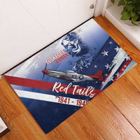 Tuskegee Airmen Red Tails Rubber Doormat Straighten Up and Fly Right - Blue White - Wonder Print Shop