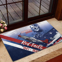 Tuskegee Airmen Red Tails Rubber Doormat Straighten Up and Fly Right - Blue White - Wonder Print Shop