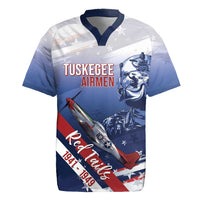 Tuskegee Airmen Red Tails Rugby Jersey Straighten Up and Fly Right - Blue White - Wonder Print Shop