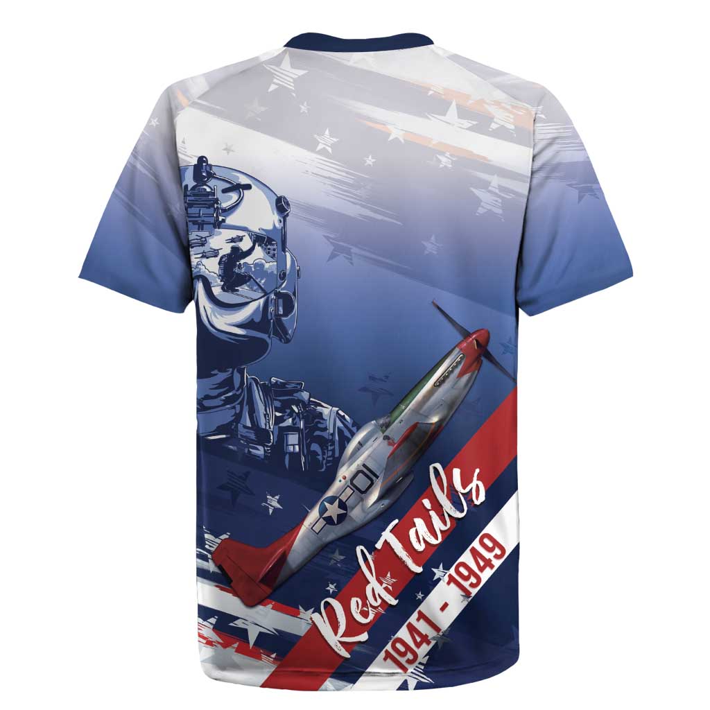 Tuskegee Airmen Red Tails Rugby Jersey Straighten Up and Fly Right - Blue White - Wonder Print Shop