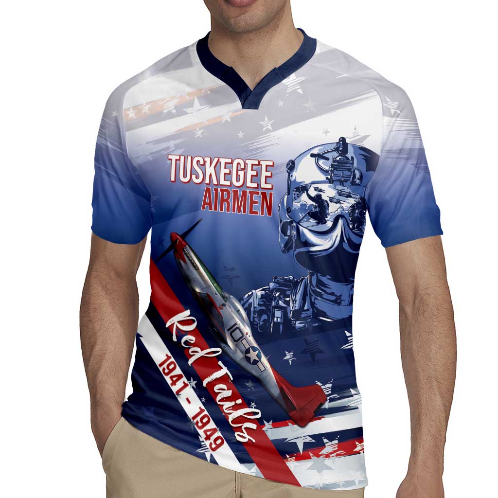 Tuskegee Airmen Red Tails Rugby Jersey Straighten Up and Fly Right - Blue White - Wonder Print Shop
