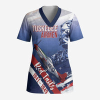 Tuskegee Airmen Red Tails Scrub Top Straighten Up and Fly Right - Blue White - Wonder Print Shop