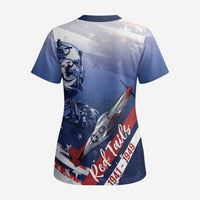 Tuskegee Airmen Red Tails Scrub Top Straighten Up and Fly Right - Blue White - Wonder Print Shop