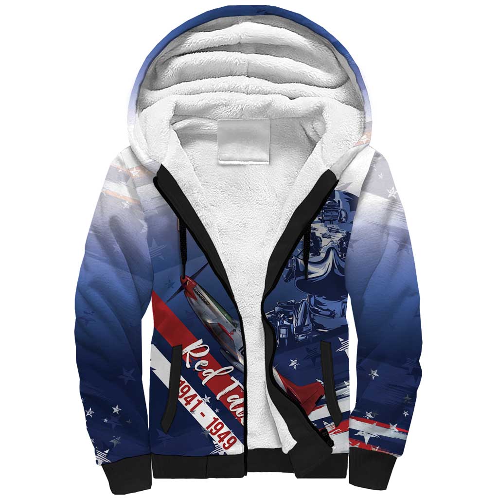 Tuskegee Airmen Red Tails Sherpa Hoodie Straighten Up and Fly Right - Blue White - Wonder Print Shop