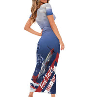 Tuskegee Airmen Red Tails Short Sleeve Bodycon Dress Straighten Up and Fly Right - Blue White - Wonder Print Shop