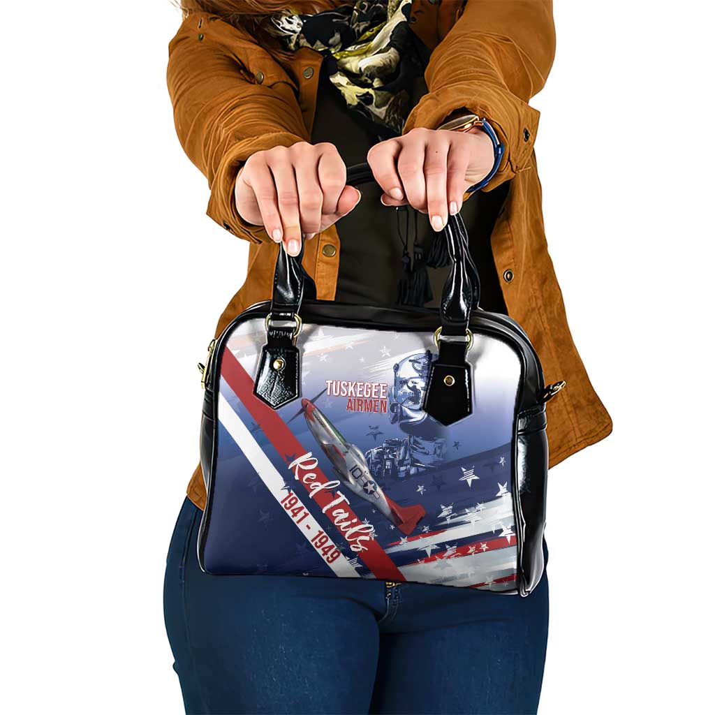Tuskegee Airmen Red Tails Shoulder Handbag Straighten Up and Fly Right - Blue White - Wonder Print Shop