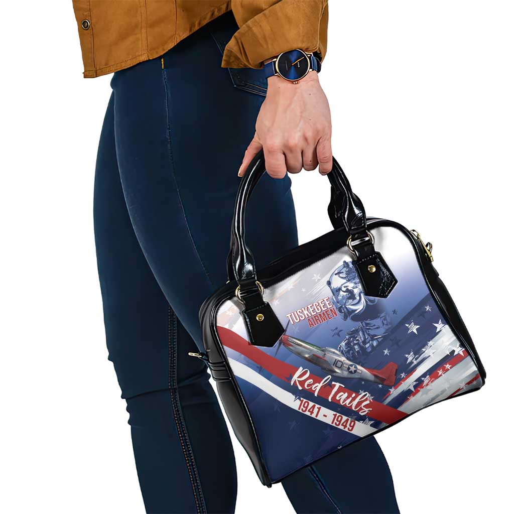 Tuskegee Airmen Red Tails Shoulder Handbag Straighten Up and Fly Right - Blue White - Wonder Print Shop