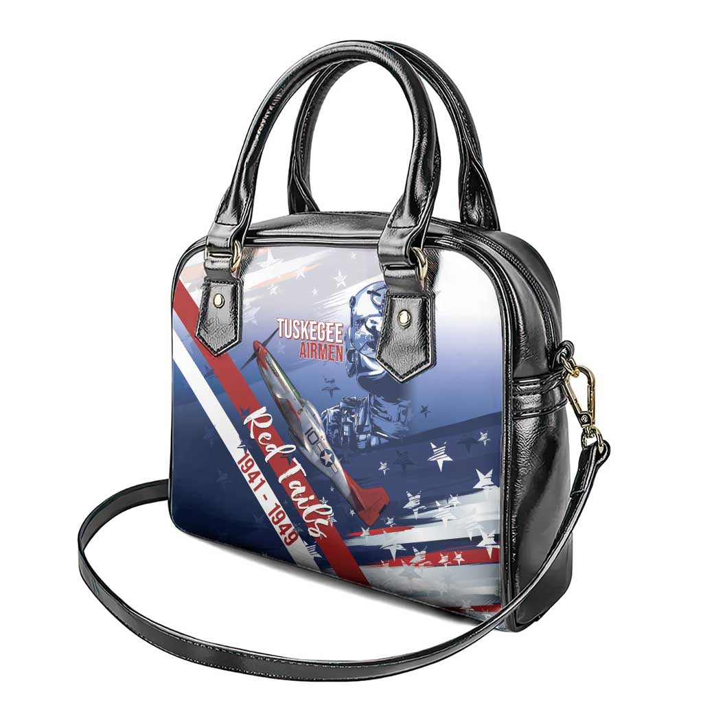 Tuskegee Airmen Red Tails Shoulder Handbag Straighten Up and Fly Right - Blue White - Wonder Print Shop