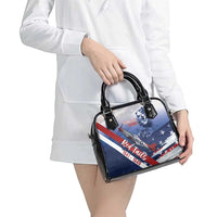Tuskegee Airmen Red Tails Shoulder Handbag Straighten Up and Fly Right - Blue White - Wonder Print Shop