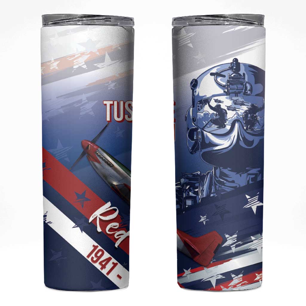 Tuskegee Airmen Red Tails Skinny Tumbler Straighten Up and Fly Right - Blue White - Wonder Print Shop
