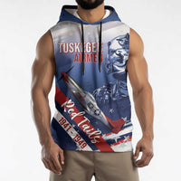 Tuskegee Airmen Red Tails Sleeveless Hoodie Straighten Up and Fly Right - Blue White - Wonder Print Shop