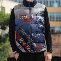 Tuskegee Airmen Red Tails Sleeveless Puffer Jacket Straighten Up and Fly Right - Blue White - Wonder Print Shop
