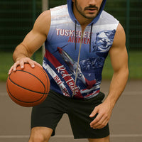 Tuskegee Airmen Red Tails Sleeveless Zip Hoodie Straighten Up and Fly Right - Blue White - Wonder Print Shop