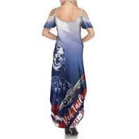 Tuskegee Airmen Red Tails Summer Maxi Dress Straighten Up and Fly Right - Blue White - Wonder Print Shop