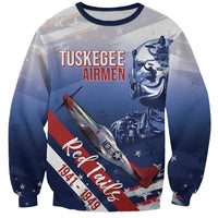 Tuskegee Airmen Red Tails Sweatshirt Straighten Up and Fly Right - Blue White - Wonder Print Shop