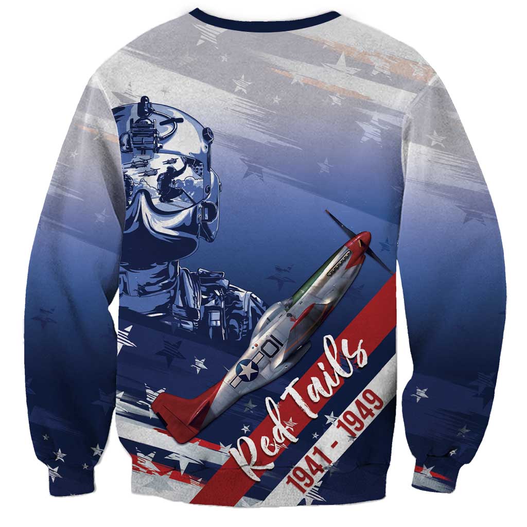 Tuskegee Airmen Red Tails Sweatshirt Straighten Up and Fly Right - Blue White - Wonder Print Shop