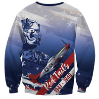 Tuskegee Airmen Red Tails Sweatshirt Straighten Up and Fly Right - Blue White - Wonder Print Shop
