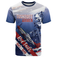 Tuskegee Airmen Red Tails T Shirt Straighten Up and Fly Right - Blue White - Wonder Print Shop