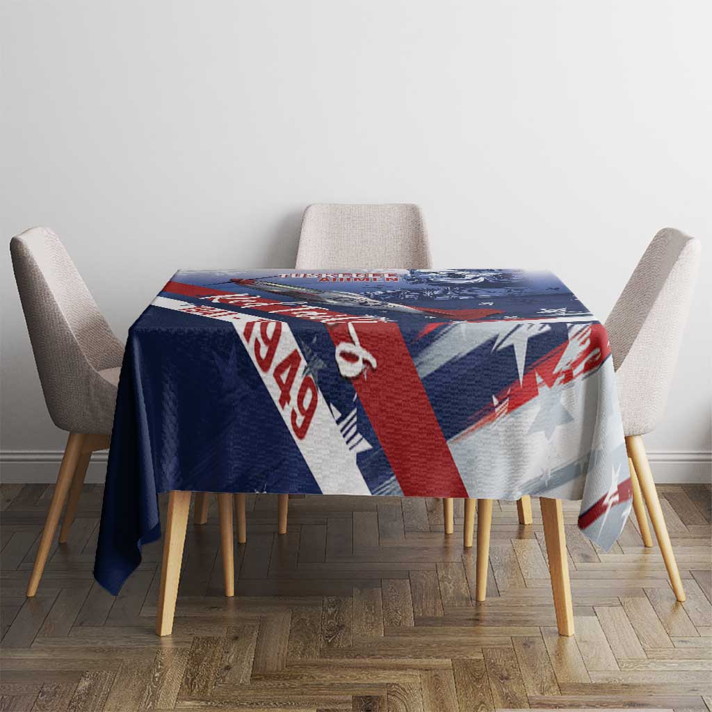 Tuskegee Airmen Red Tails Tablecloth Straighten Up and Fly Right - Blue White - Wonder Print Shop