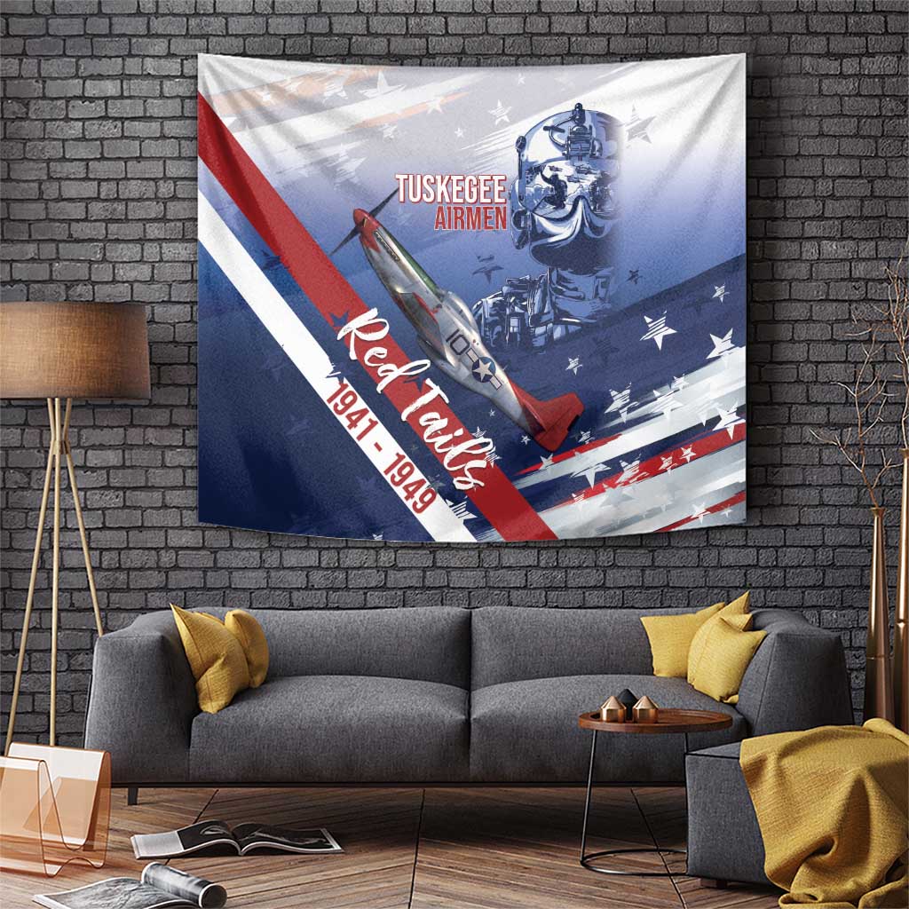 Tuskegee Airmen Red Tails Tapestry Straighten Up and Fly Right - Blue White - Wonder Print Shop