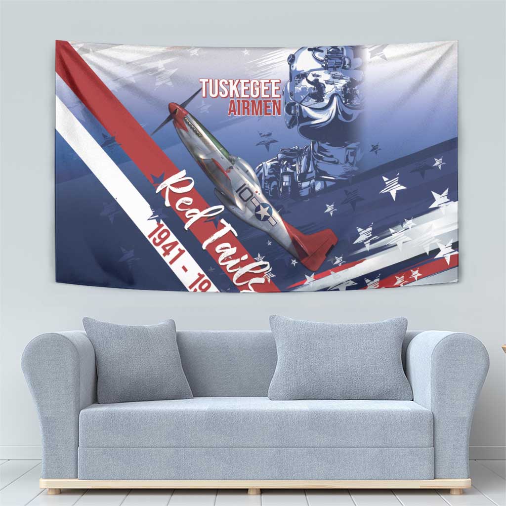 Tuskegee Airmen Red Tails Tapestry Straighten Up and Fly Right - Blue White - Wonder Print Shop