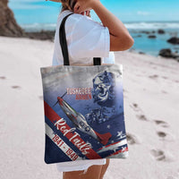 Tuskegee Airmen Red Tails Tote Bag Straighten Up and Fly Right - Blue White - Wonder Print Shop
