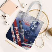 Tuskegee Airmen Red Tails Tote Bag Straighten Up and Fly Right - Blue White - Wonder Print Shop
