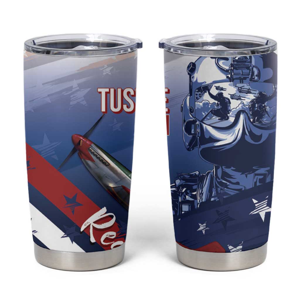 Tuskegee Airmen Red Tails Tumbler Cup Straighten Up and Fly Right - Blue White - Wonder Print Shop