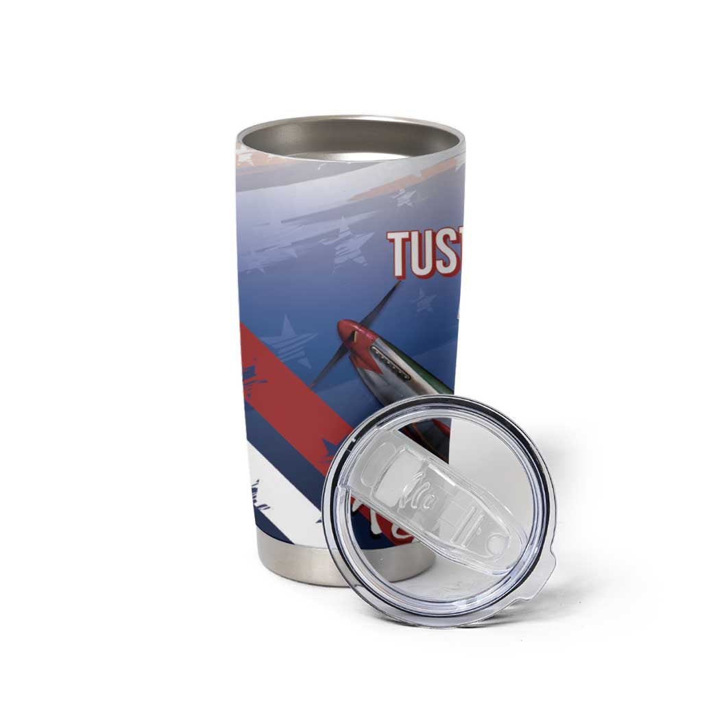 Tuskegee Airmen Red Tails Tumbler Cup Straighten Up and Fly Right - Blue White - Wonder Print Shop