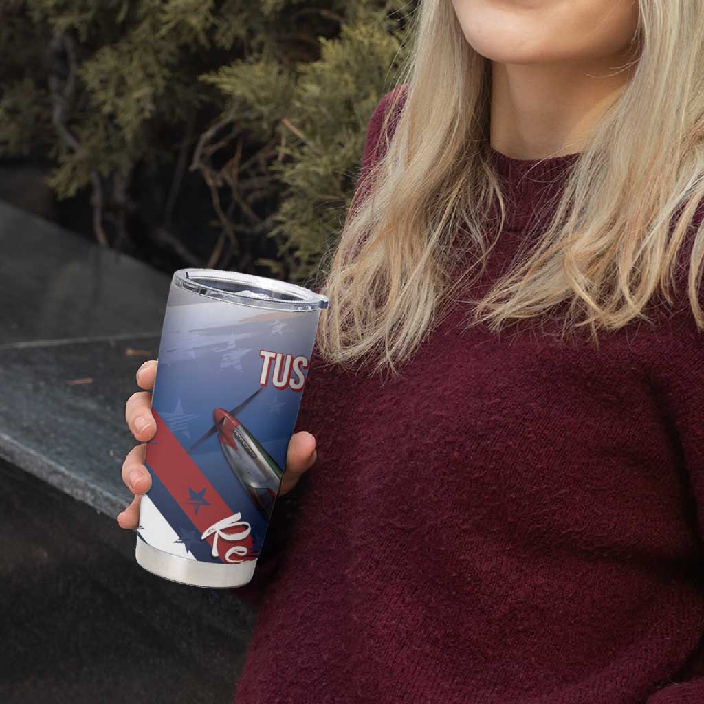 Tuskegee Airmen Red Tails Tumbler Cup Straighten Up and Fly Right - Blue White - Wonder Print Shop