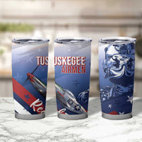Tuskegee Airmen Red Tails Tumbler Cup Straighten Up and Fly Right - Blue White - Wonder Print Shop