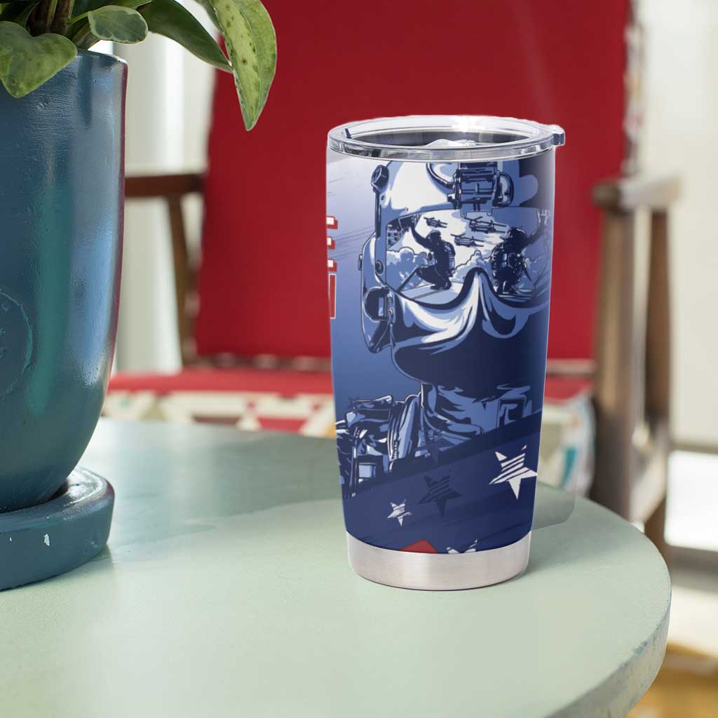 Tuskegee Airmen Red Tails Tumbler Cup Straighten Up and Fly Right - Blue White - Wonder Print Shop