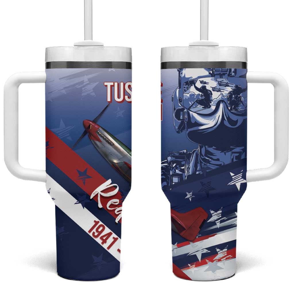 Tuskegee Airmen Red Tails Tumbler With Handle Straighten Up and Fly Right - Blue White - Wonder Print Shop