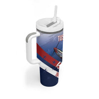 Tuskegee Airmen Red Tails Tumbler With Handle Straighten Up and Fly Right - Blue White - Wonder Print Shop