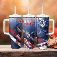 Tuskegee Airmen Red Tails Tumbler With Handle Straighten Up and Fly Right - Blue White - Wonder Print Shop