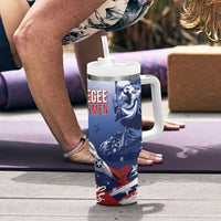 Tuskegee Airmen Red Tails Tumbler With Handle Straighten Up and Fly Right - Blue White - Wonder Print Shop