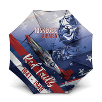 Tuskegee Airmen Red Tails Umbrella Straighten Up and Fly Right - Blue White - Wonder Print Shop