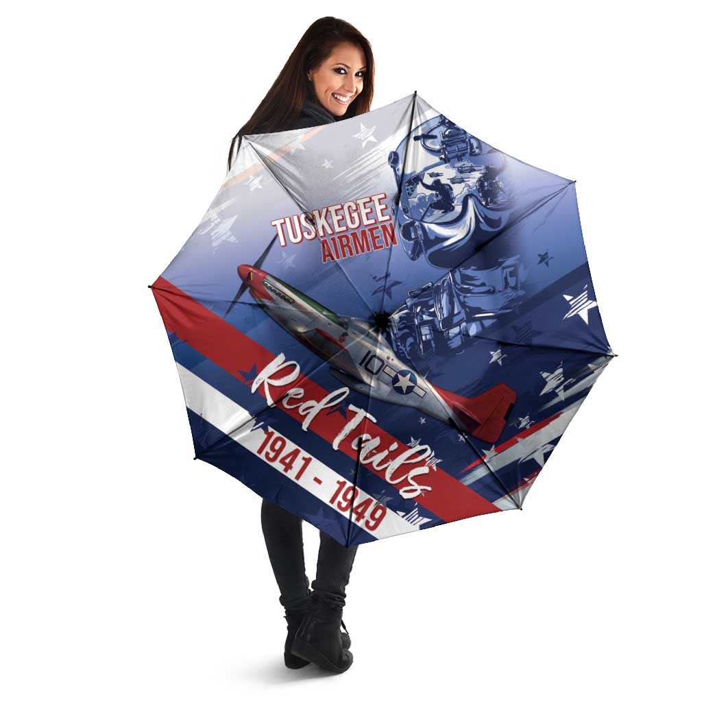 Tuskegee Airmen Red Tails Umbrella Straighten Up and Fly Right - Blue White - Wonder Print Shop