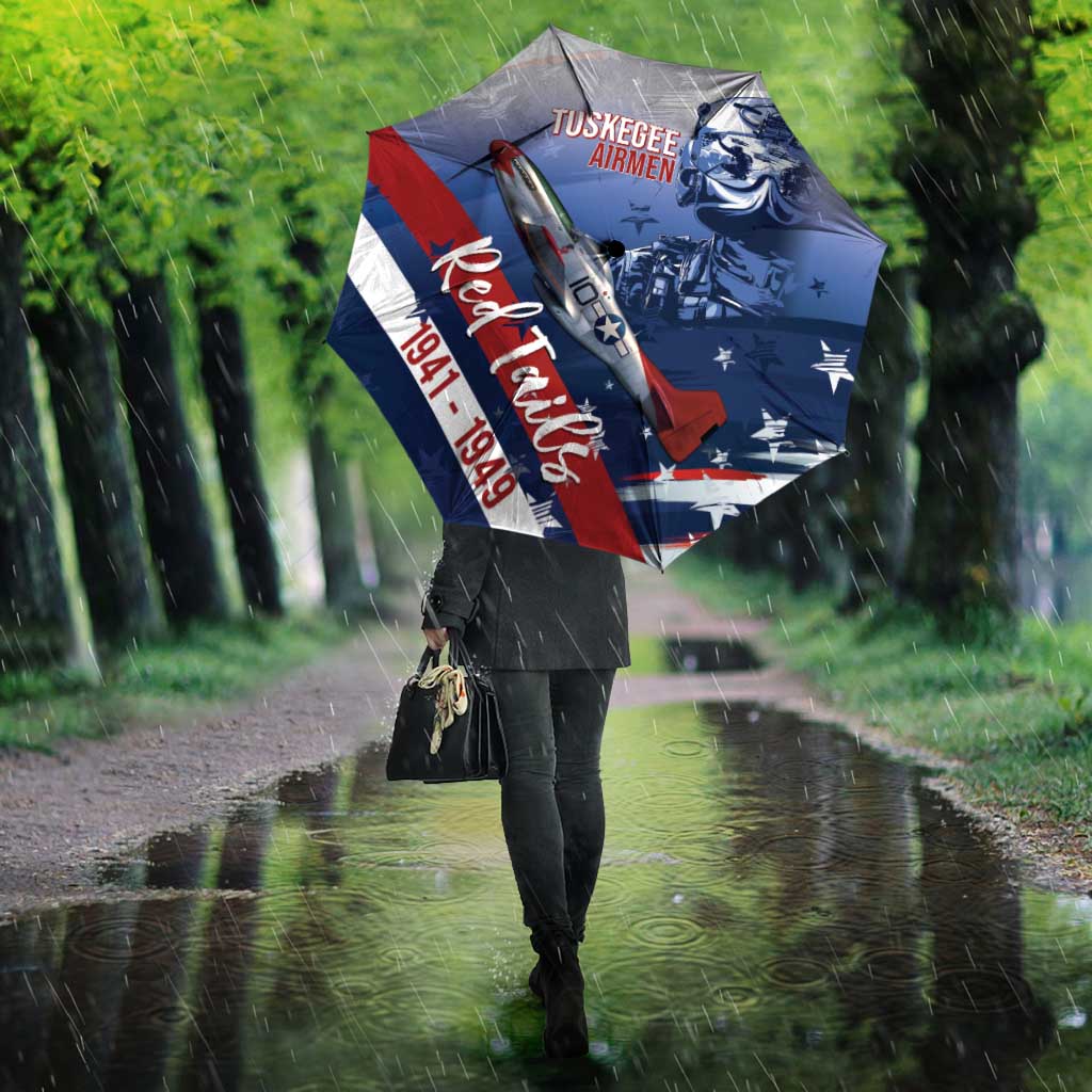 Tuskegee Airmen Red Tails Umbrella Straighten Up and Fly Right - Blue White - Wonder Print Shop