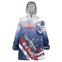 Tuskegee Airmen Red Tails Wearable Blanket Hoodie Straighten Up and Fly Right - Blue White - Wonder Print Shop