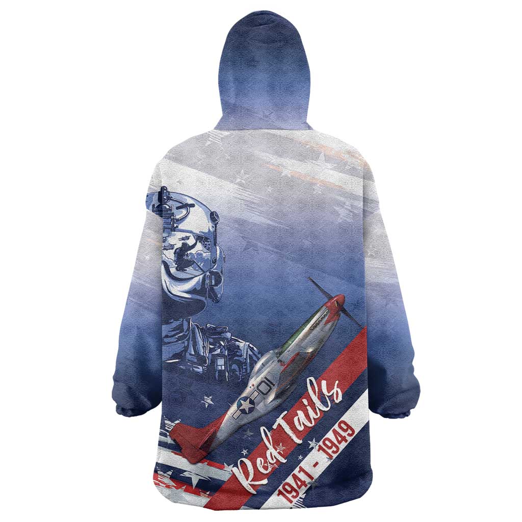 Tuskegee Airmen Red Tails Wearable Blanket Hoodie Straighten Up and Fly Right - Blue White - Wonder Print Shop