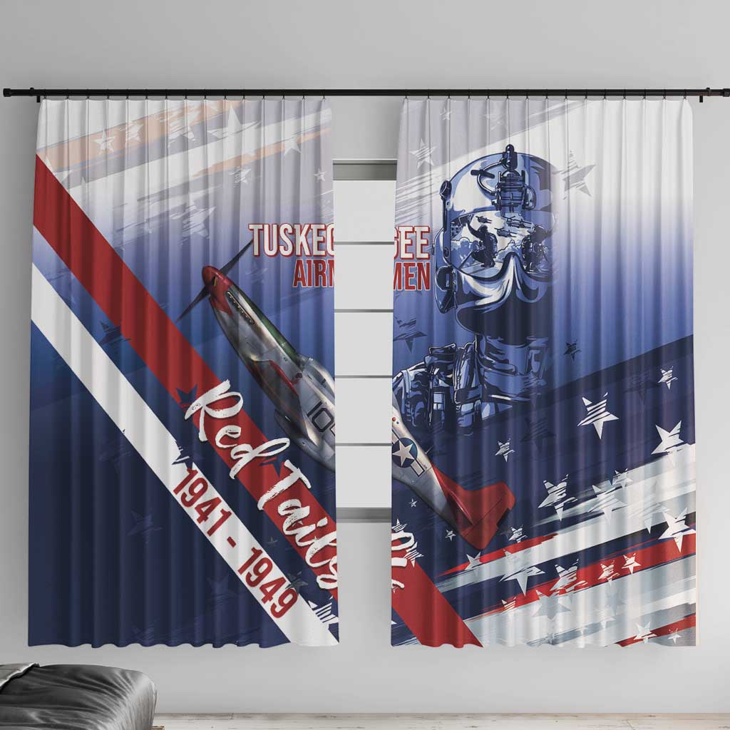 Tuskegee Airmen Red Tails Window Curtain Straighten Up and Fly Right - Blue White - Wonder Print Shop