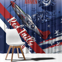 Tuskegee Airmen Red Tails Window Curtain Straighten Up and Fly Right - Blue White - Wonder Print Shop