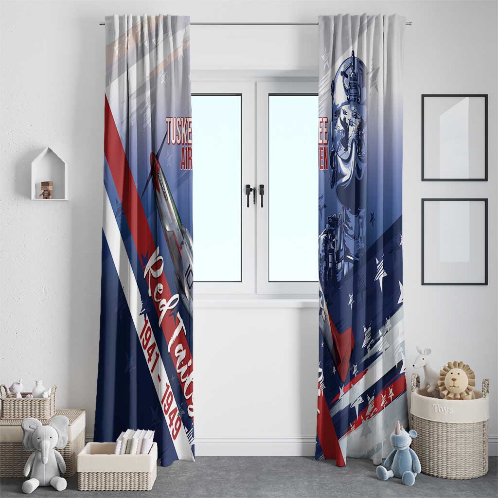 Tuskegee Airmen Red Tails Window Curtain Straighten Up and Fly Right - Blue White - Wonder Print Shop