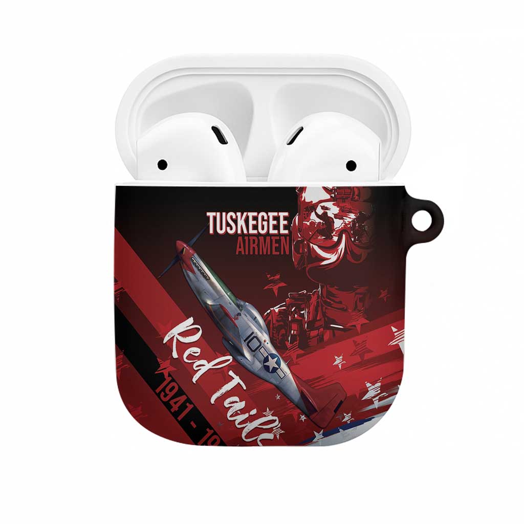 Tuskegee Airmen Red Tails AirPods Case Straighten Up and Fly Right - Black Red - Wonder Print Shop