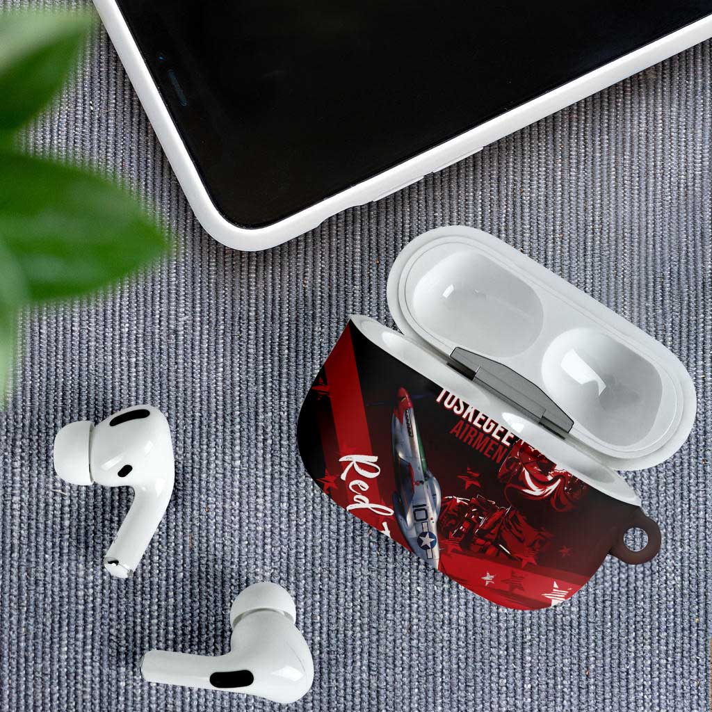 Tuskegee Airmen Red Tails AirPods Case Straighten Up and Fly Right - Black Red - Wonder Print Shop