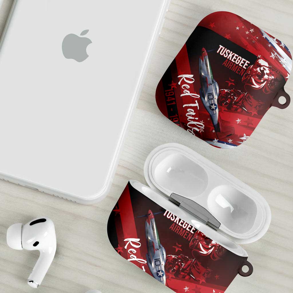 Tuskegee Airmen Red Tails AirPods Case Straighten Up and Fly Right - Black Red - Wonder Print Shop