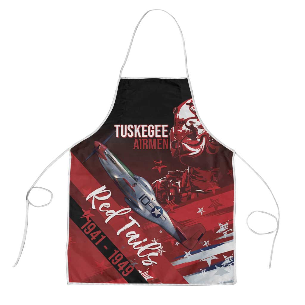 Tuskegee Airmen Red Tails Apron Straighten Up and Fly Right - Black Red - Wonder Print Shop