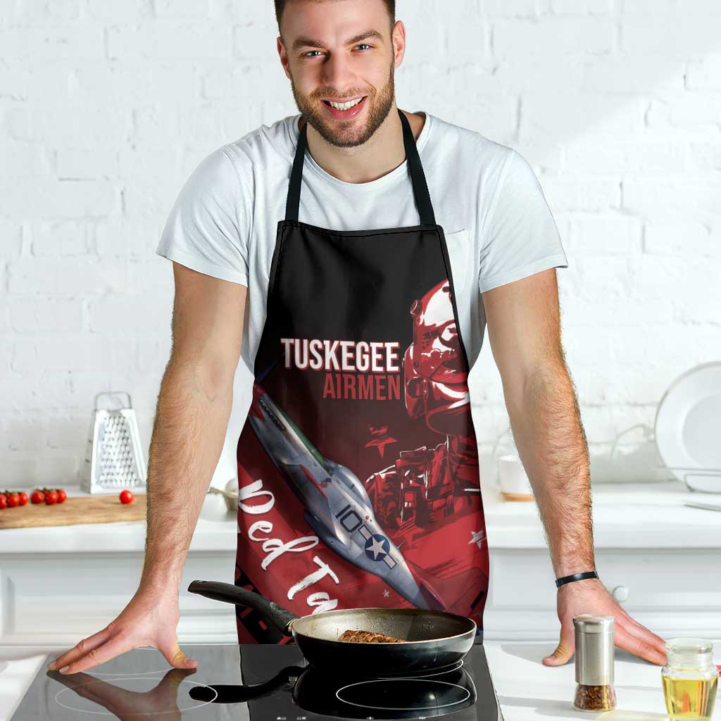 Tuskegee Airmen Red Tails Apron Straighten Up and Fly Right - Black Red - Wonder Print Shop